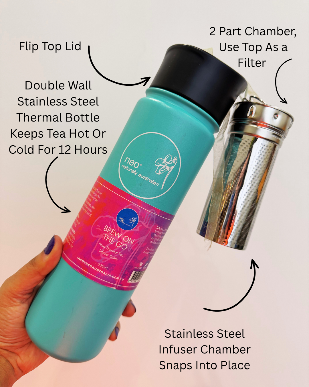 Neo Thermal Tea Bottle With Infuser 660ml