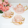 Rose Glass Teacup & Saucer x 2
