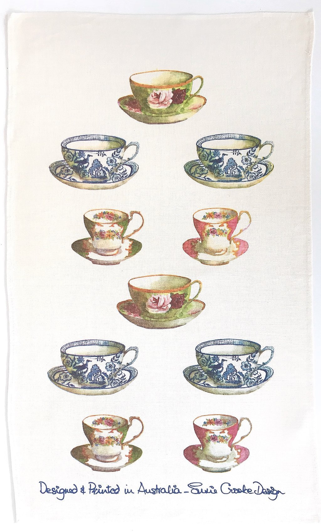 Susie Crooke Teacups Tea Towel